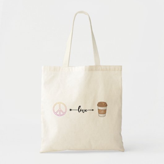Peace, Love and Coffee Canvas tas (Voorkant)