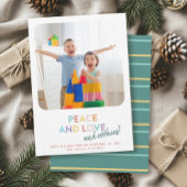 Peace Love and Cookies Fun Bright Rainbow Holiday Feestdagenkaart