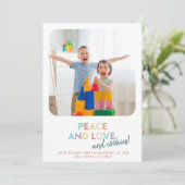 Peace Love and Cookies Fun Bright Rainbow Holiday Feestdagenkaart (Staand voorkant)