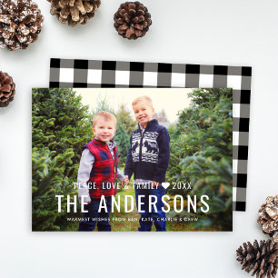 Peace Love and Family Black Buffalo Pset Photo Feestdagenkaart