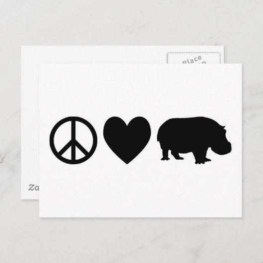 Peace Love and Hippos Briefkaart (Voorkant / Achterkant)