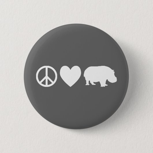 Peace Love and Hippos Ronde Button 5,7 Cm (Voorkant)