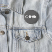 Peace Love and Hippos Ronde Button 5,7 Cm (In situ)