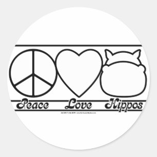 Peace Love and Hippos Ronde Sticker
