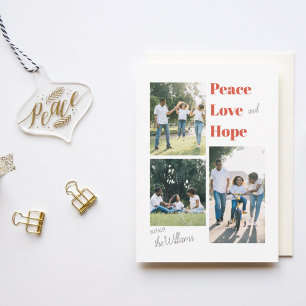 Peace Love And Hope Flat Holiday Card Feestdagenkaart