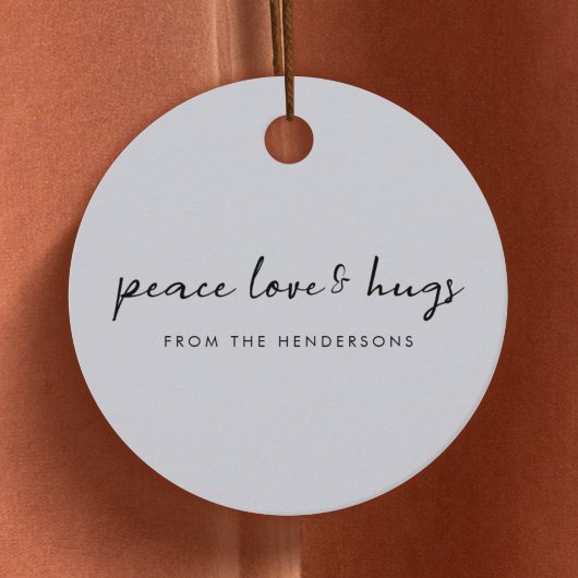 Peace Love and Hugs | Kerst met grijze peulvruchte Bedankjes Labels