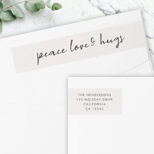 Peace Love and Hugs   Minimale kerstaven grijs