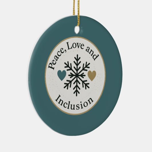 Peace, Love and Inclusion | Personalized Holiday Keramisch Ornament (Rechts)