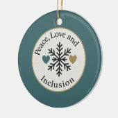 Peace, Love and Inclusion | Personalized Holiday Keramisch Ornament (Links)