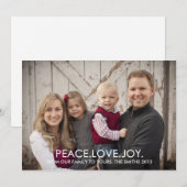 Peace, Love and Joy Holiday Carte photo 2013 (Devant / Derrière)