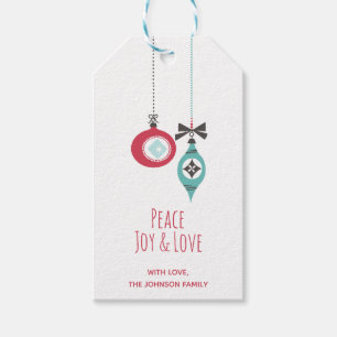 Peace Love and Joy Kerstsierents Cadeaulabel