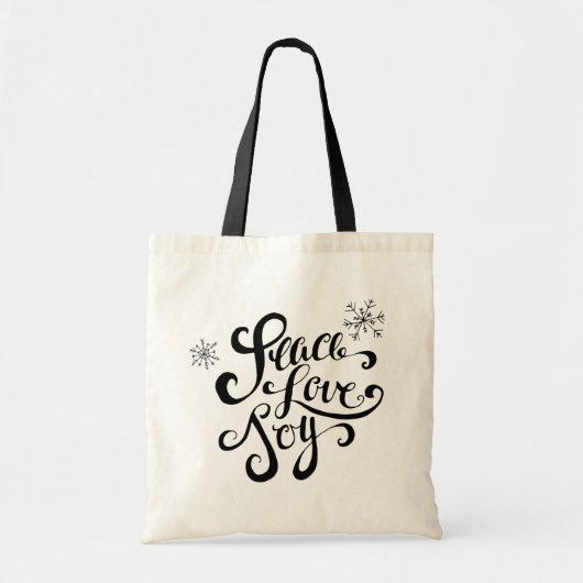 Peace, Love and Joy Rustic Typography Holiday Bag Tote Bag (Voorkant)