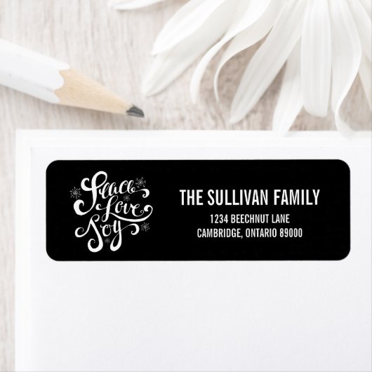 Peace Love and Joy Script Holiday Address Label (Insitu)