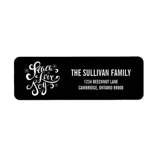 Peace Love and Joy Script Holiday Address Label (Voorkant)