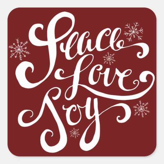 Peace Love and Joy Script Holiday Red Stickers (Voorkant)