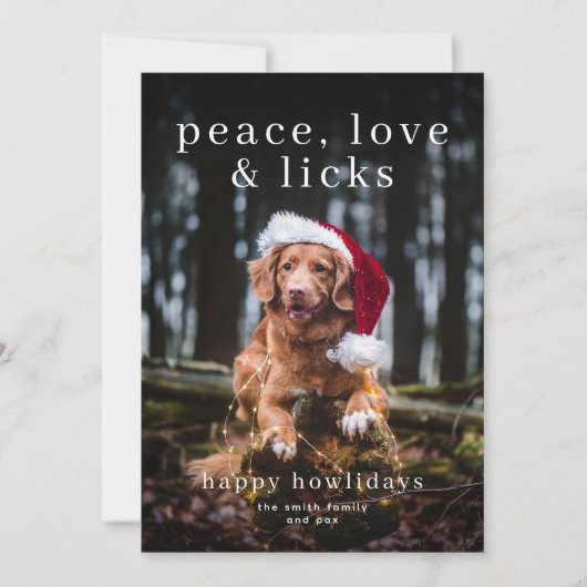 Peace, Love and Licks Happy Howlidays Carte de vac (Devant)