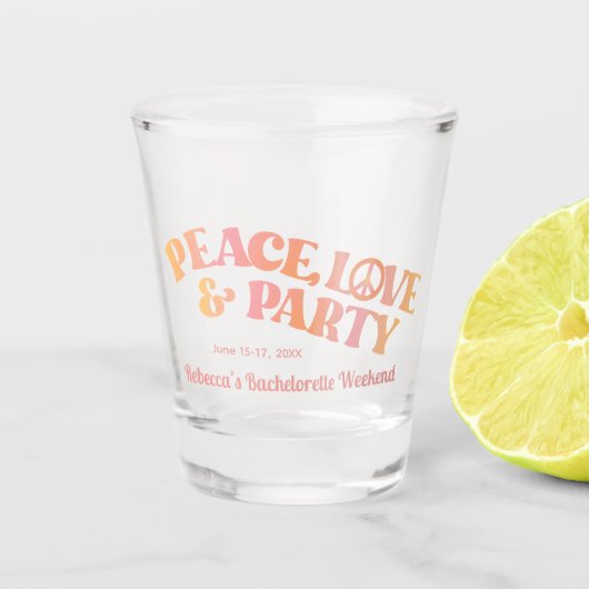 Peace Love and Party Bachelorette Party Shot Glass Shot Glas (Voorkant)