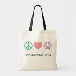 Peace Love and Paws Canvas tas