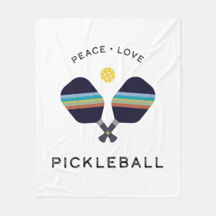Peace Love and Pickleball Striped Paddles Fleece Deken