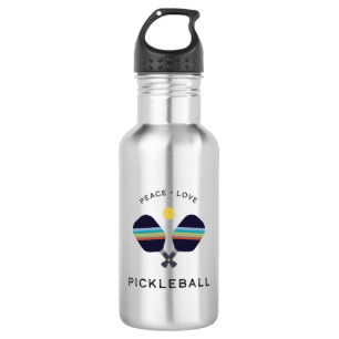 Peace Love and Pickleball Striped Paddles Waterfles