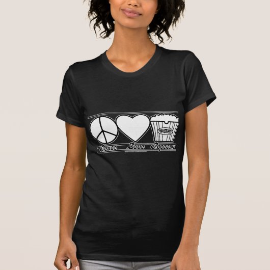 Peace Love and Popcorn T-shirt (Voorkant)