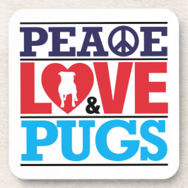 Peace Love and Pugs Bier Onderzetter
