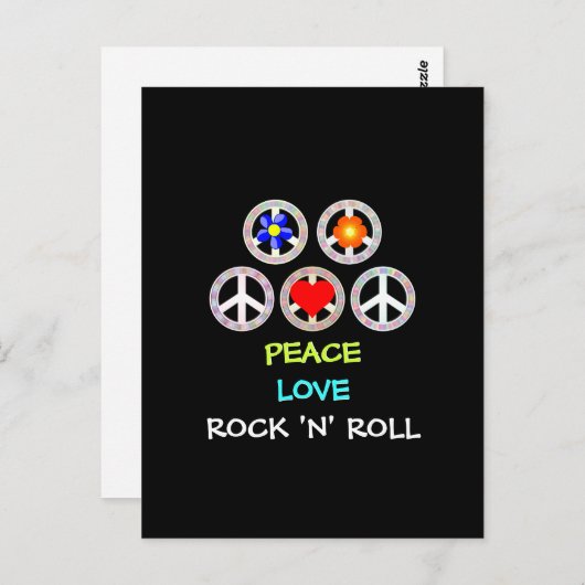 Peace, Love and Rock 'n' Roll, Briefkaart (Voorkant / Achterkant)