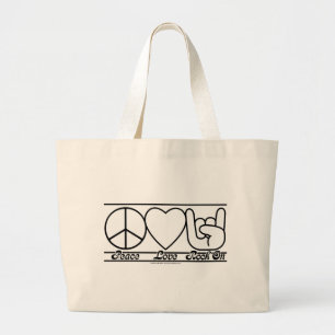 Peace Love and RockOn Grote Tote Bag