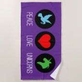 Peace love and unicorns strandlaken (Voorkant)