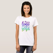 Peace Love and Yoga Pastel Rainbow on White T-shirt (Voorkant volledig)