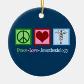 Peace Love Anesthesiology Blue Kerstmis Keramisch Ornament (Voorkant)