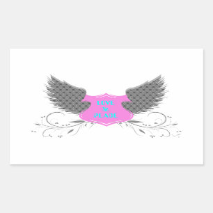 Peace Love Angel Wing Design Rechthoekige Sticker