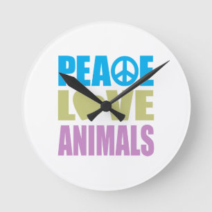 Peace Love Animals Ronde Klok