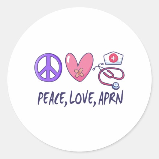 Peace Love APRN Ronde Sticker (Voorkant)
