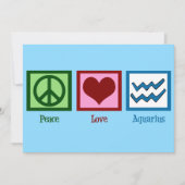 Peace Love Aquarius Sign Carte d'anniversaire bleu (Devant)
