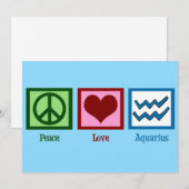 Peace Love Aquarius Sign Carte d'anniversaire bleu (Devant / Derrière)