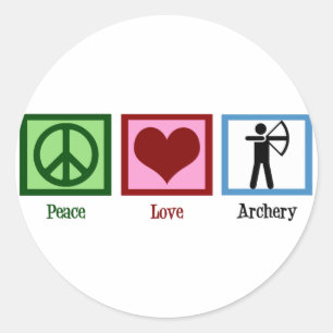 Peace Love Archery Ronde Sticker