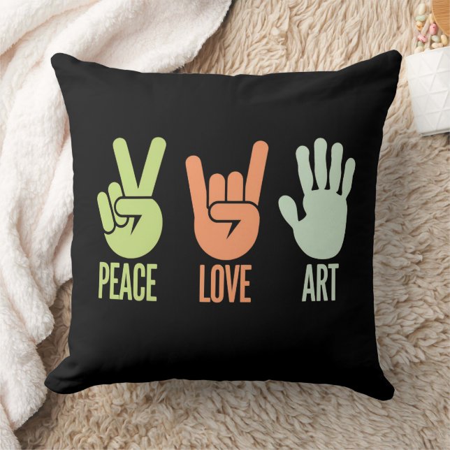 Peace Love Art - Creatieve expressie Kussen (Deken)