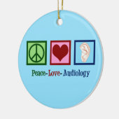 Peace Love Audiology Keramisch Ornament (Links)