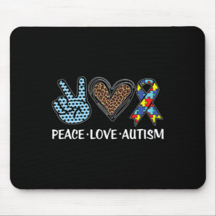 Peace Love Autism Puzzle Piecks Ribbon Autisme Awa Muismat