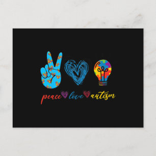 Peace Love Autism Puzzle Ribbon Autisme Awareness Briefkaart