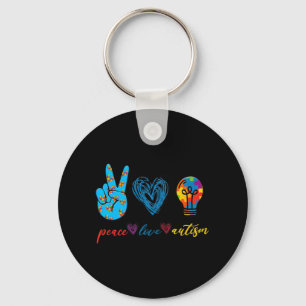 Peace Love Autism Puzzle Ribbon Autisme Awareness  Sleutelhanger