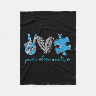 Peace Love Autisme Fleece Deken