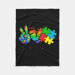 Peace Love Autisme in april dragen we blauw voor a Fleece Deken