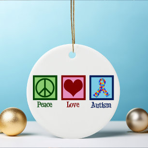 Peace Love Autisme Keramisch Ornament