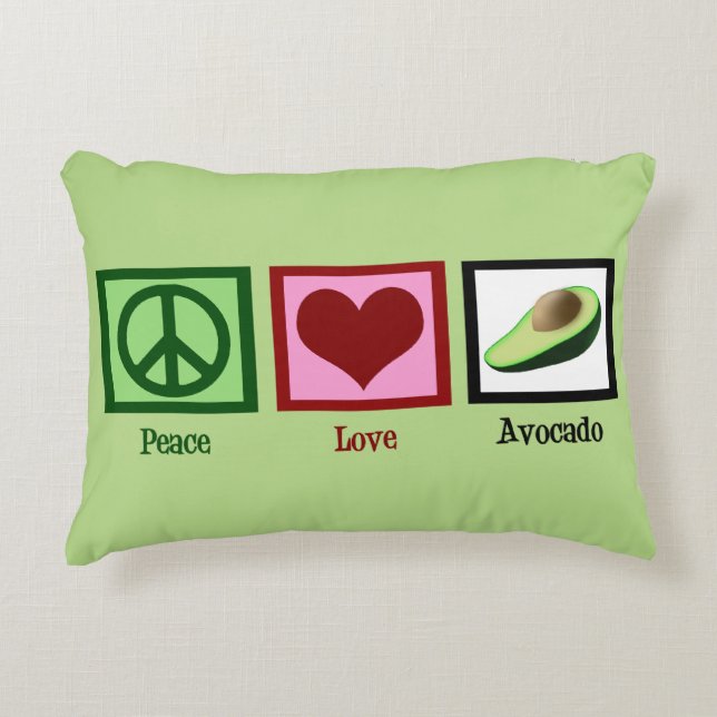 Peace Love Avocados Decoratief Kussen (Voorkant)