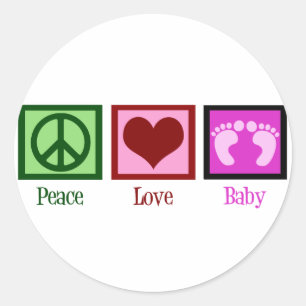 Peace Love Baby Girl Ronde Sticker