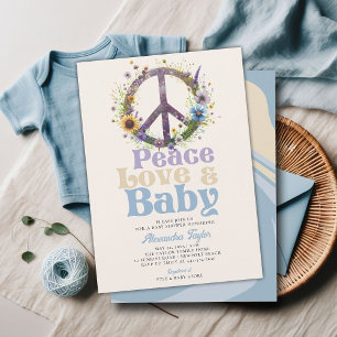 Peace Love Baby Wildflower Retro Baby Jongensdouch Kaart