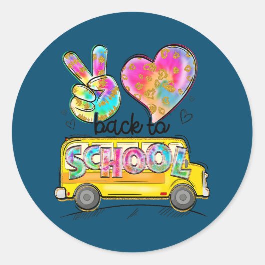 Peace Love Back to School Bus Driver First Day of Ronde Sticker (Voorkant)