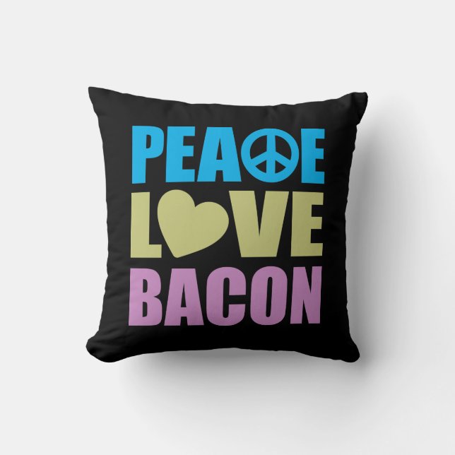 Peace Love Bacon Kussen (Voorkant)
